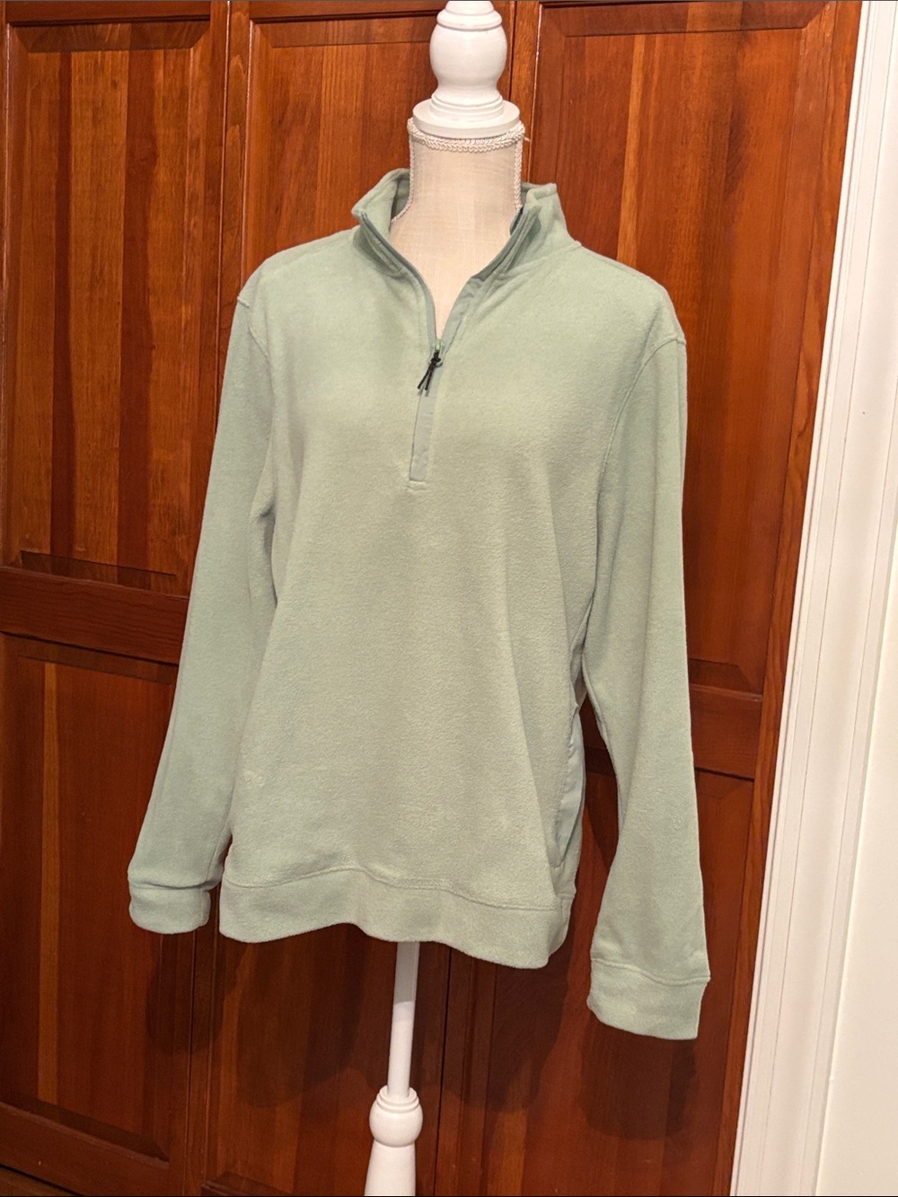 Light Sage Quarter-Zip Fleece Pullover